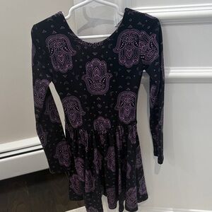 Chic Black and Purple Kids Casual Dress